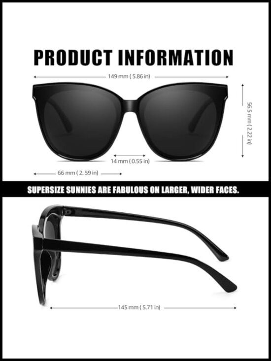 Polarized Cat Eye Sunglasses for Women UV400 Oversized Retro main image 6